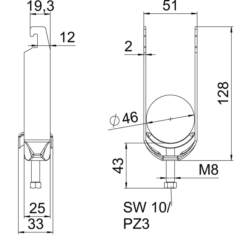 OBO Bettermann - Bügelschelle BS-U2-M-46 FT 2-fach − 50 Stück