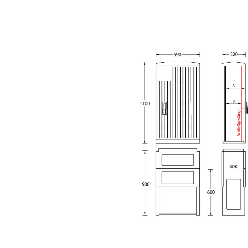 uesa - Gehäuse/Schaltschrank (leer) Normschrank IP44 A070-1100 1100x590x320mm