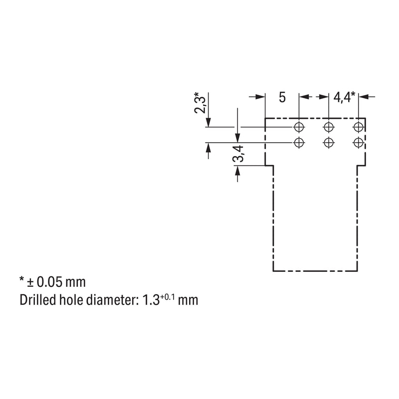 WAGO - Leiterplattensteckverbinder Stecker für Leiterplatten 890-853/011-000 3-polig,grau − 100 Stück