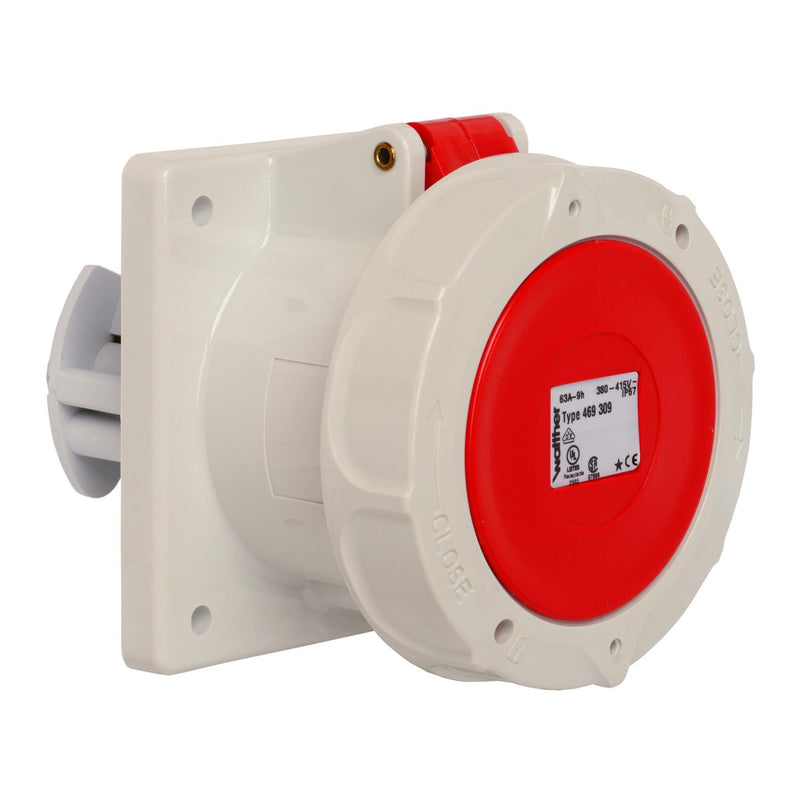 Walther Werke - CEE-Anbausteckdose (IEC 60309) Anbaudose gerade 63A 469309 3P 400V 9h IP67