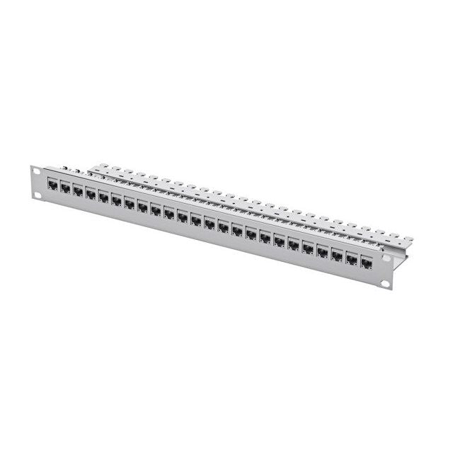 Telegärtner - Patchpanel Kupfer 19Z Modulträger 1HE 100007022 RAL 7035 incl. KAF