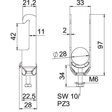 OBO Bettermann - Bügelschelle BS-W1-M-28 FT 22-28mm − 100 Stück