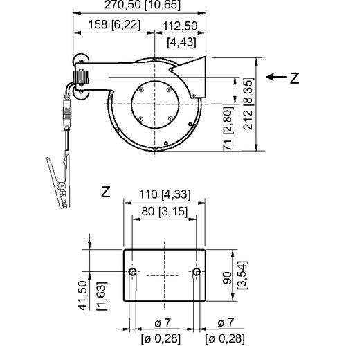 Stahl - Zubehör/Ersatzteile für Niederspannungs-Schalttechnik Erdungszange 247660 mit Aufrollautmatik