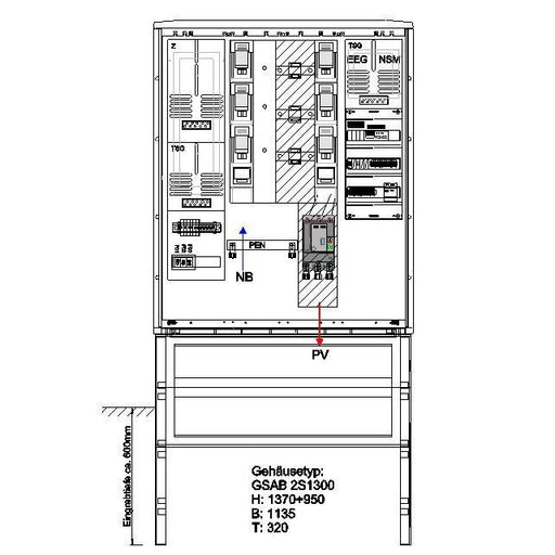 GSAB Elektrotechnik - Zähler-Komplettschrank Wandlermessung 08.W400.AR-01 e.dis 400A