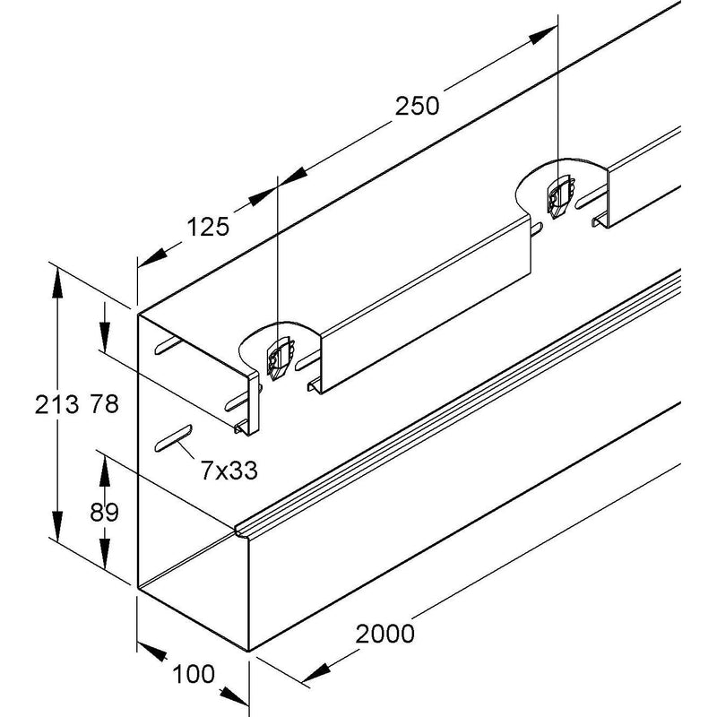 Niedax - Geräteeinbaukanal Gerätekanal-Unterteil GKU 213A78T100 W − 4 Meter