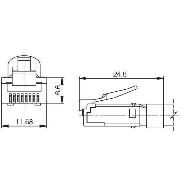 Weidmüller - Modularer Steckverbinder RJ45 Anschlussstecker IE-P63 mit Knickschutz − 10 Stück