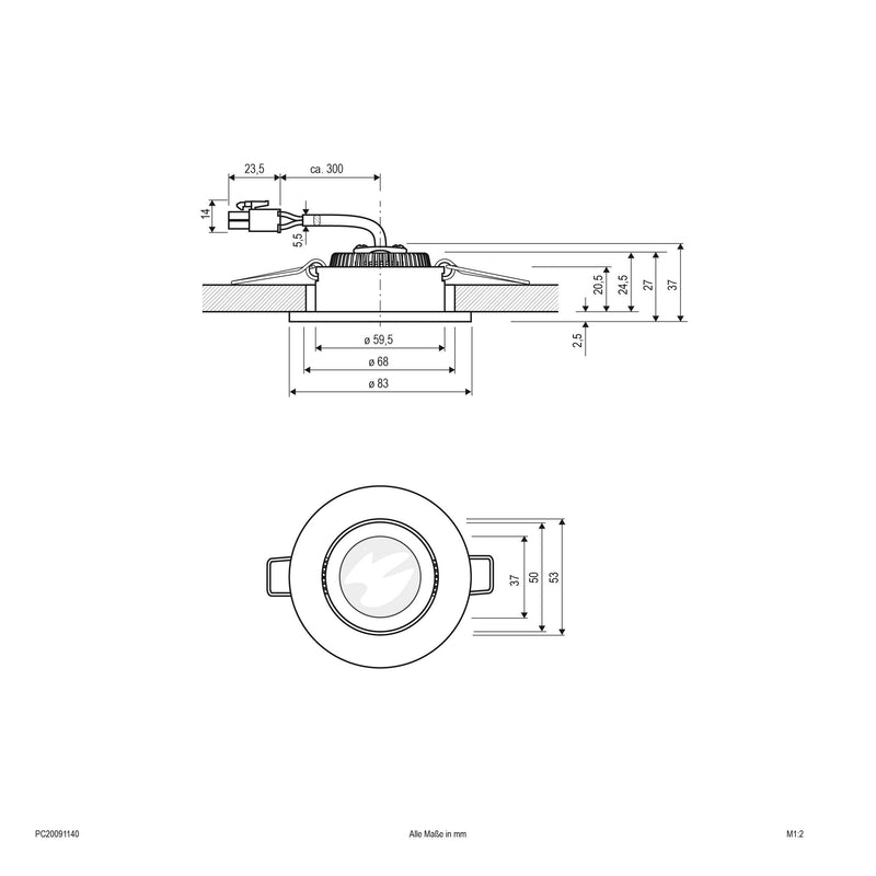 EVN Lichttechnik - Downlight/Strahler/Flutlicht LED-Deckeneinbauleuchte PC20091140 chr 4000K 350mA IP20