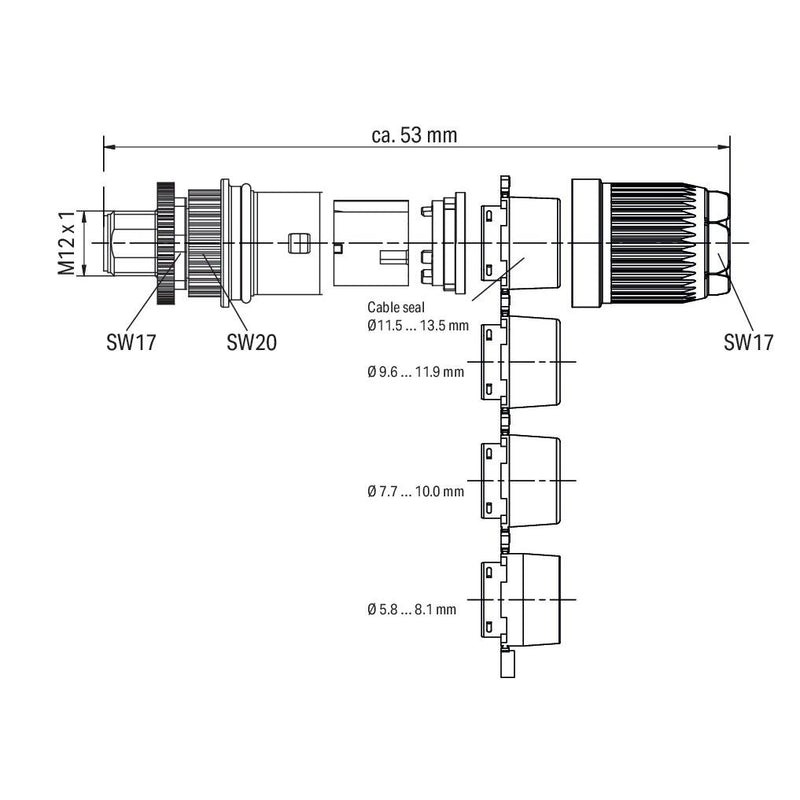 WAGO - Zubehör/Ersatzteile für Steuerungen Konfekt. Steckverbinder 756-9701/050-000 5-pol., M12-St axial