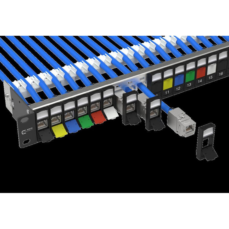 Metz Connect - Frontpanel/Patchpanel leer (Schaltschrank) Modulträger sw leer 130920-BKKE 1HE f. 24x Keystm