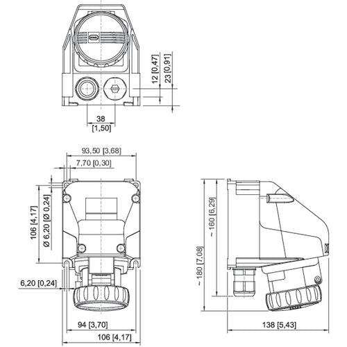 Stahl - Explosionsgeschützte CEE-Steckdose (IEC 60309) Kleinsteckdose 8573/13-200 16A 20-25V, 50/60Hz