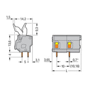 WAGO - Leiterplattenklemme 257-609/333-000 Drücker,2,5 mm²,grau − 10 Stück