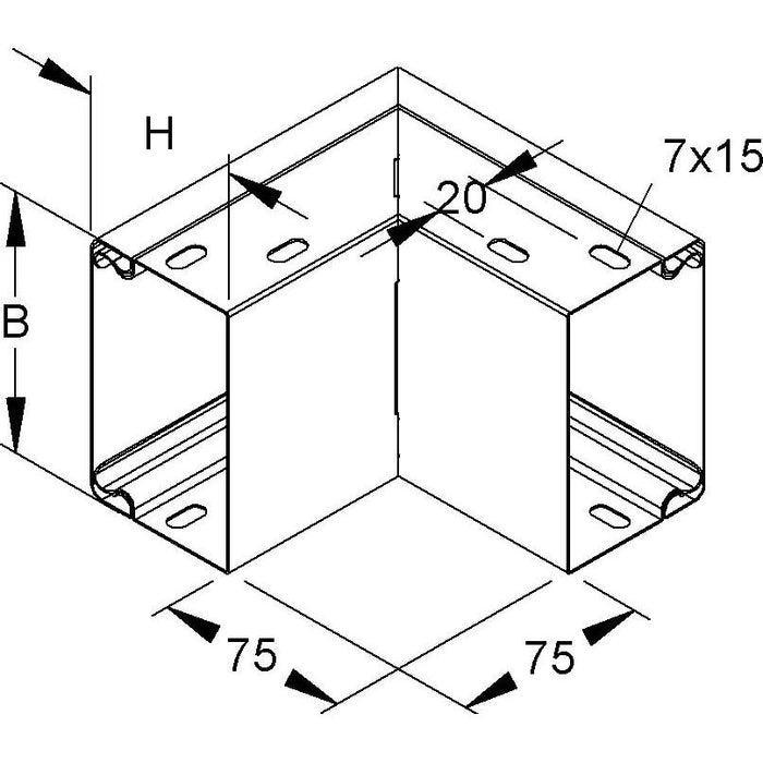Niedax - Außeneck für Leitungsführungskanal Außeneck, 90 Grad LEAC 60.200  − 1 Stück
