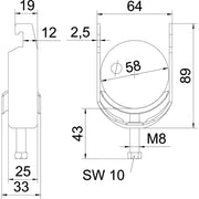OBO Bettermann - Bügelschelle BS-U1-M-58 FT 52-58mm − 100 Stück