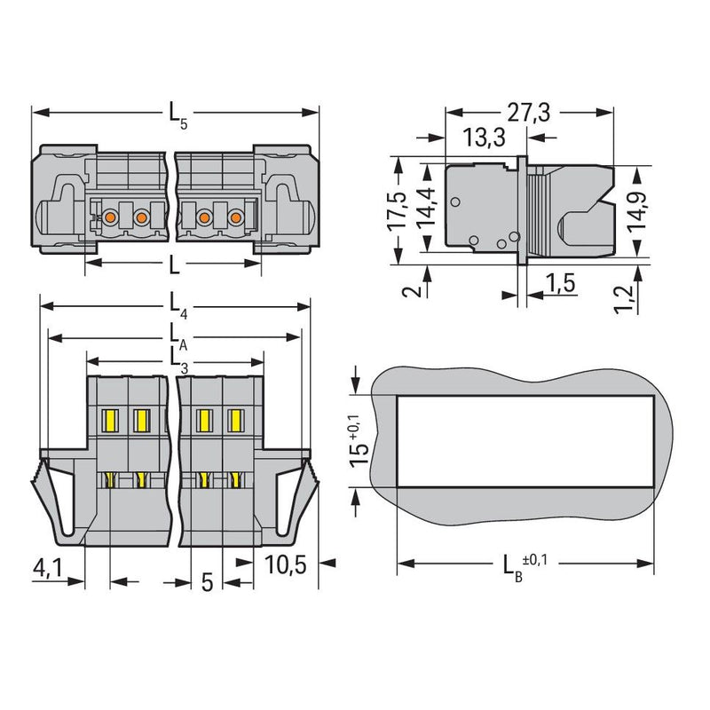 WAGO - Kabelsteckverbinder für Leiterplattensteckverbinder 1-Leiter-Stiftleiste 231-610/114-000 CAGECLAMP,2,5mm²,gr − 25 Stück