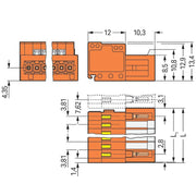 WAGO - Kabelsteckverbinder für Leiterplattensteckverbinder 1-Leiter-Stiftleiste 734-344 CAGECLAMP,1,5mm²,or − 50 Stück