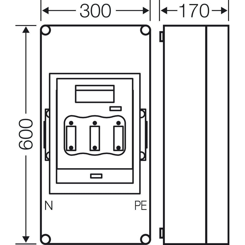 Hensel - Sicherungslasttrennschalter mit Gehäuse Sicherungsgehäuse Mi 5452 1xNH2 3p. 400A+PE+N