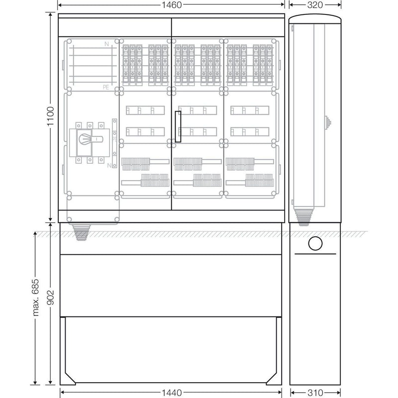 Hensel - Verteilerschrank für Energieversorgung Ladeverteiler Mi EV 11kW 18110 f.18 Ladep. a 11kW