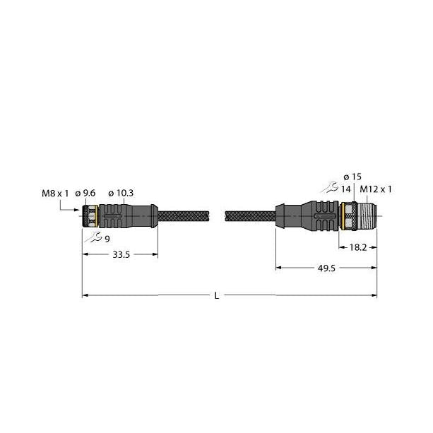 Turck - Konfektioniertes Sensor-Aktor-Kabel Aktuator- u. Sensorleitung PKG3M1.5RSC4TTXL1001 − 1 Stück