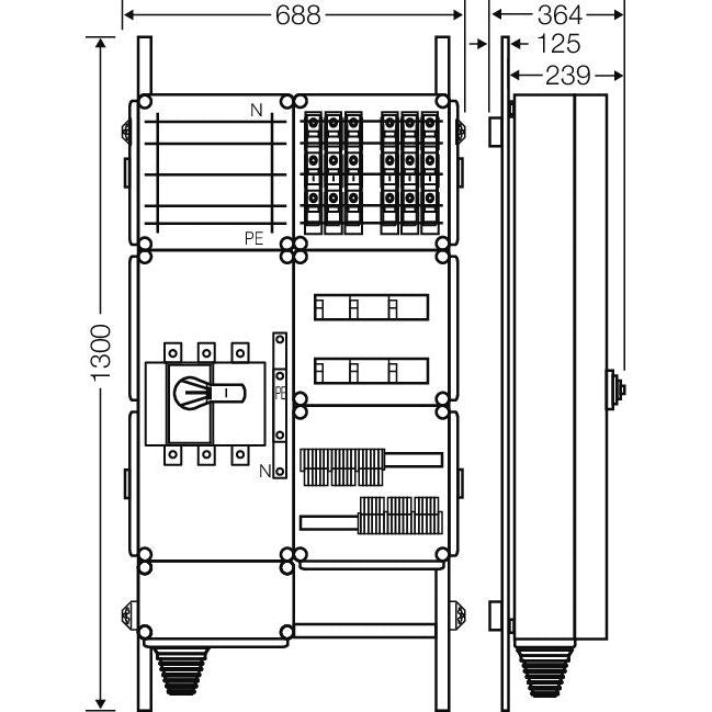 Hensel - Verteilerschrank für Energieversorgung Ladeverteiler Mi EV 11kW 6100 f.6 Ladep. a 11kW