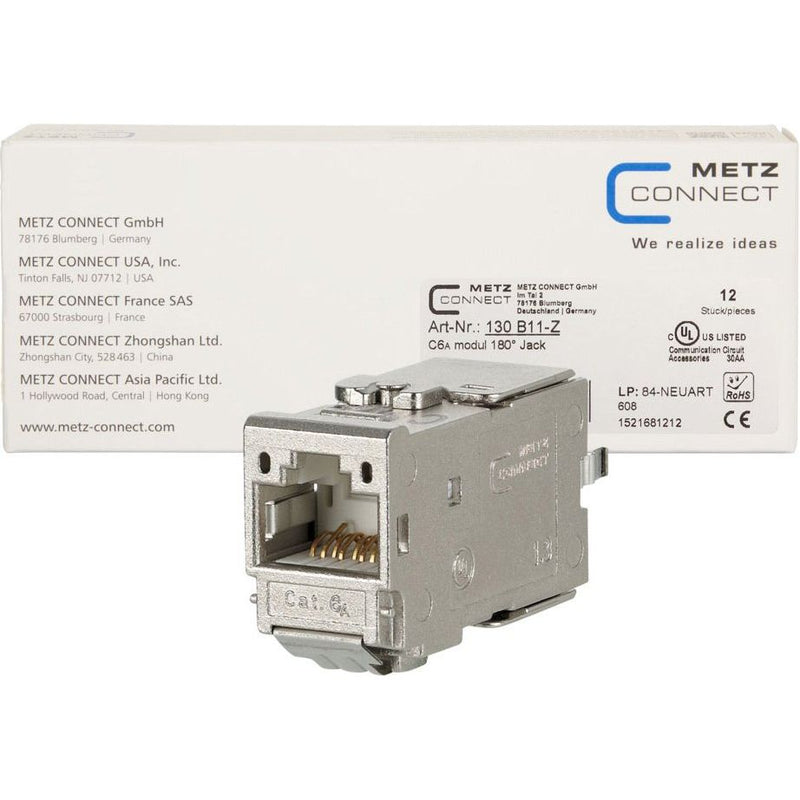 Metz Connect - Modularer Steckverbinder C6Amodul 180 Jack TN-C6Amod-180-12 Cat. 6A geschirmt − 12 Stück