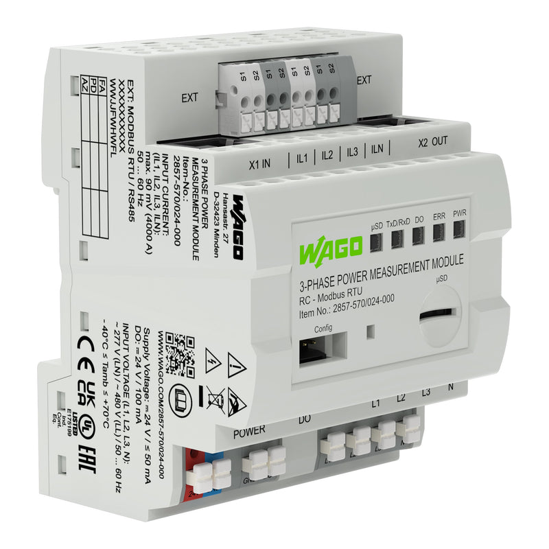 WAGO - Leistungsmessumformer 3PH-Leistungsmessmodul 2857-570/024-001 3x400/690V/1A M RTU