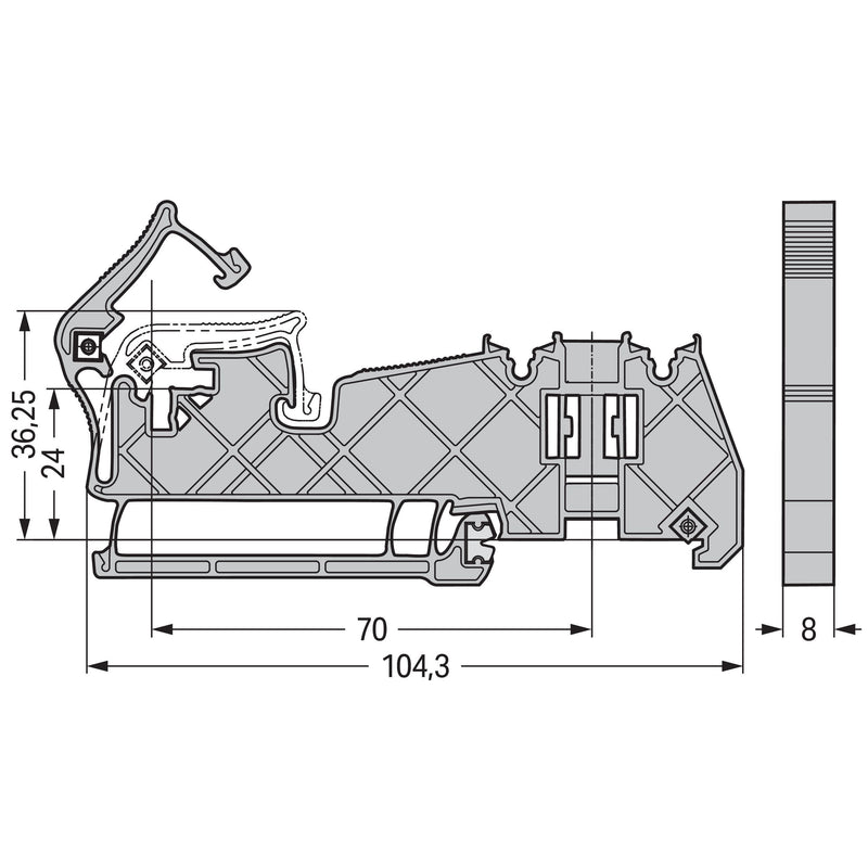 WAGO - Sammelschienenträger Sammelschienenhalter 790-400 für Sammelschienen − 20 Stück