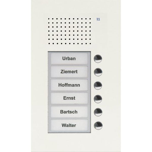 TCS Tür Control - Türstation für Türkommunikation Audio Außenstation PUK 6 PUK06/1-WS Tasten 1spaltig UP w