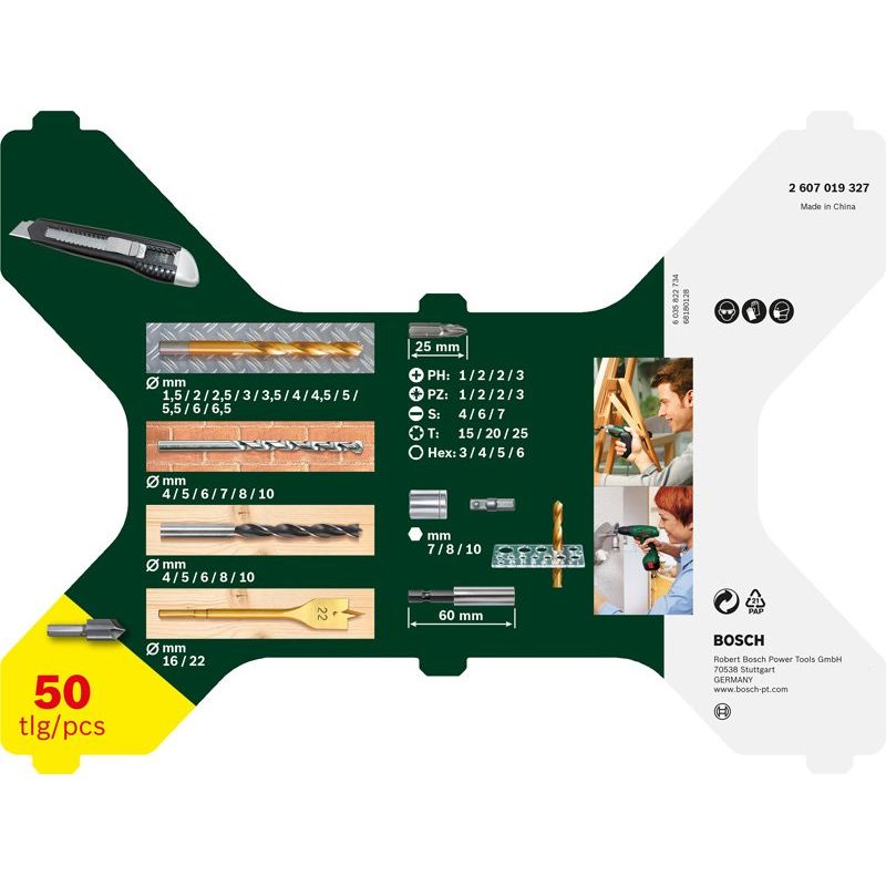 Bosch - Werkzeugset X-Line TiN-beschichtetes 2607019327 Set, 50-tlg