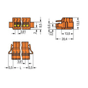 WAGO - Kabelsteckverbinder für Leiterplattensteckverbinder 1-Leiter-Federleiste 2734-206/037-000 Push-inCAGECLAMP,or − 50 Stück