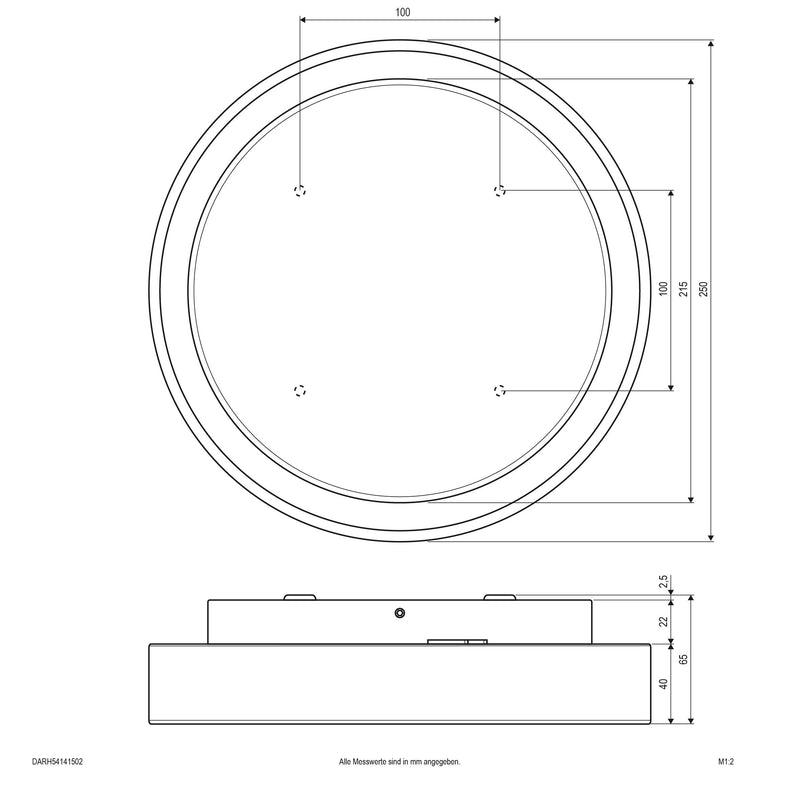 EVN Lichttechnik - Decken-/Wandleuchte LED-Anbauleuchte DAR54141502 3000K IP54 anth