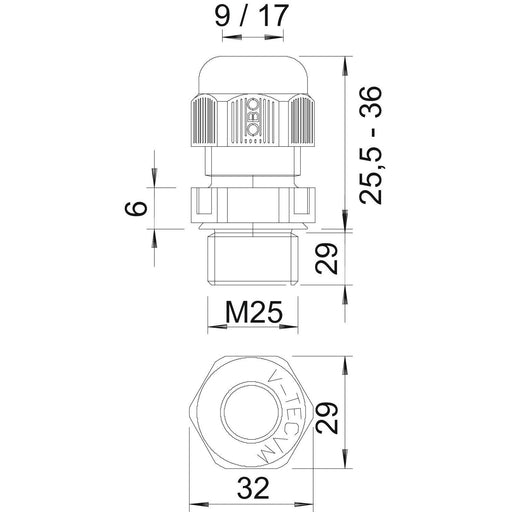 OBO Bettermann - Kabelverschraubung V-TEC VM L25 SW