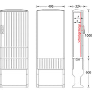 uesa - Gehäuse/Schaltschrank (leer) Flachschrank A070-1000 1000x495x224mm