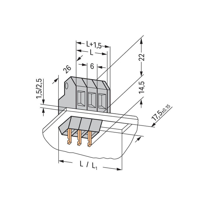 WAGO GmbH &amp; Co. KG - Durchführungsklemme Durchführungsklemme 226-111 f.Blechdicke 2,5mm − 200 Stück
