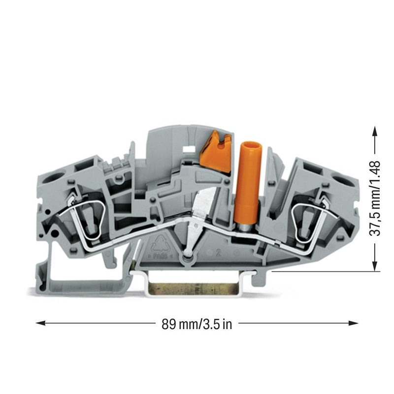 WAGO - Trenn- und Messtrenn-Reihenklemme Trennklemme 282-811 2-L., orange 6qmm