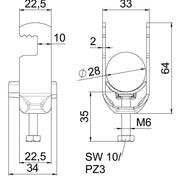 OBO Bettermann - Bügelschelle BS-F1-K-28 ALU 22-28mm − 100 Stück