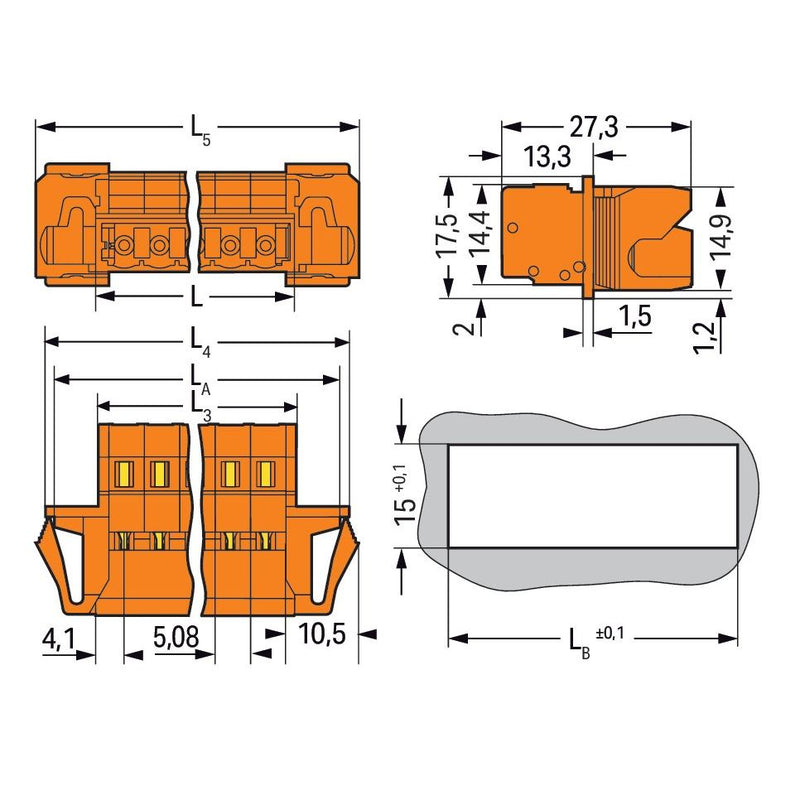 WAGO - Kabelsteckverbinder für Leiterplattensteckverbinder 1-Leiter-Stiftleiste 231-642/114-000 CAGECLAMP,2,5mm²,or − 25 Stück