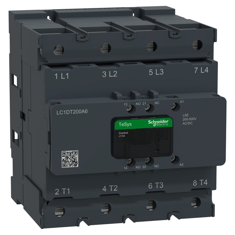Schneider Electric - Leistungsschütz zum Schalten von Wechselstrom Schütz 4P 200A AC1 LC1DT200A6LSE 200-500V AC/DC 1S1Ö − 1 Stück