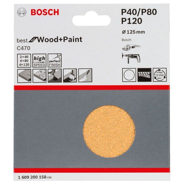 Bosch - Schleifpapierset 10tlg. Schleifblatt-Set 1609200158 C470 Durchmesser: