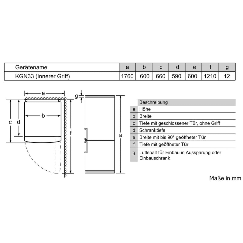 Bosch - Kühl-/Gefrierkombination Kühl/Gefrierkombi KGN33NLEB Serie2