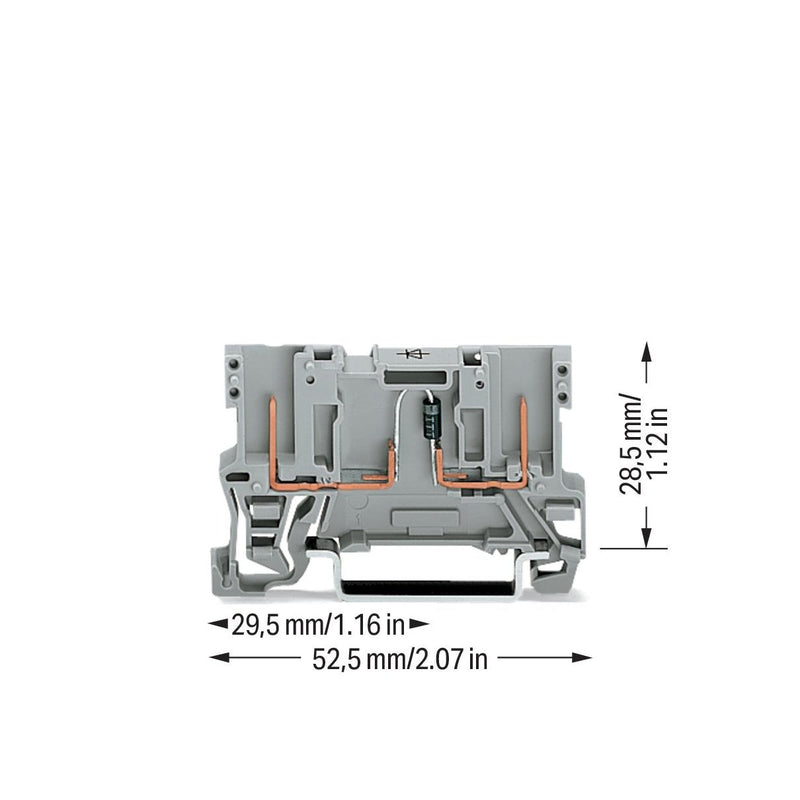 WAGO - Bauelement-Reihenklemme 2-Pin-Bauelement-Basiskle. 769-228/281-411 Anode rechts,grau − 100 Stück
