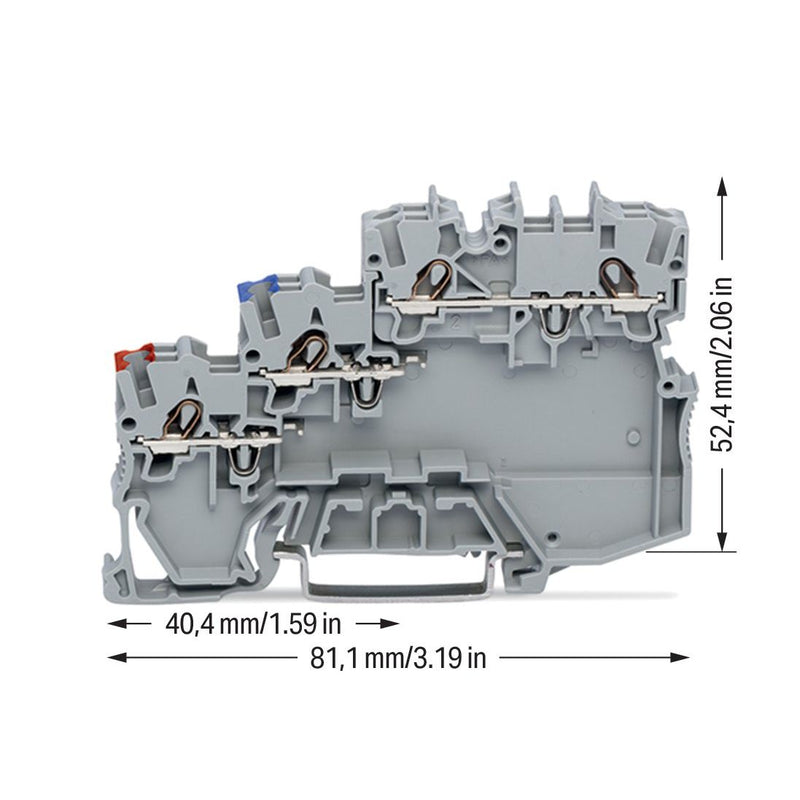 WAGO - Initiator/Aktor-Reihenklemme Initiatorenklemme 2000-5311 3-Leiter, grau − 50 Stück
