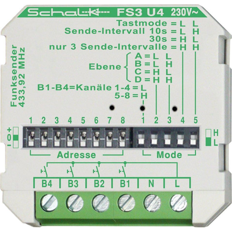 Schalk - Funksender Funk-Sender UP FS3 U4 (230V AC) 4-Kanal