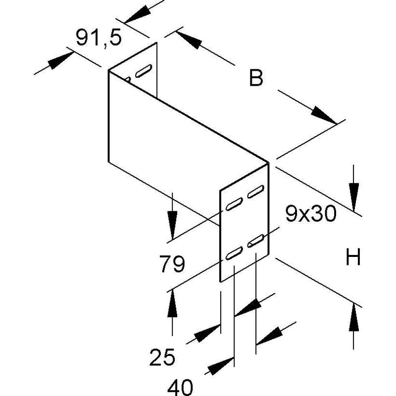 Niedax - Verbinder für Kabeltragsystem Reduzierstück WSRS 150.150 S 150x150mm