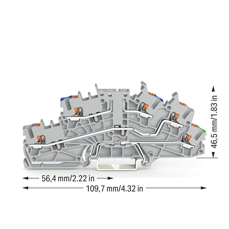 WAGO - Installations-Etagenklemme Installationsetagenklemme 2203-6640 2,5 mm² mit Drücker − 50 Stück