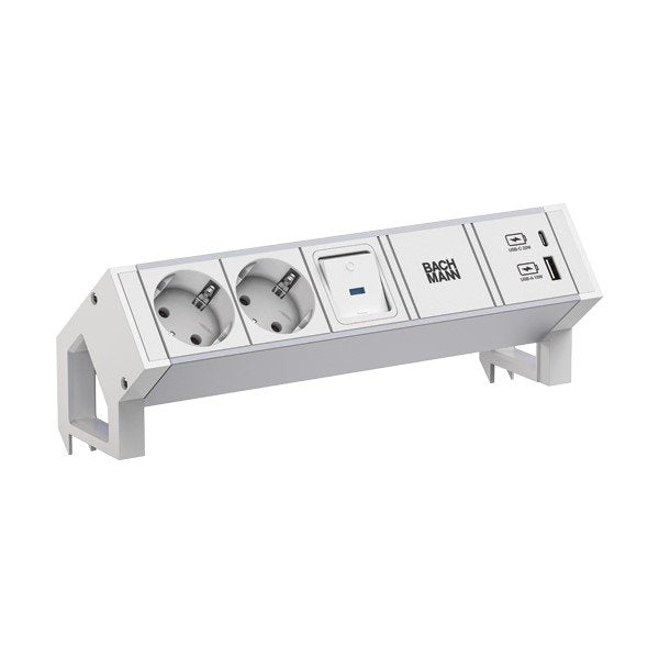 Bachmann - Multi-Tischsteckdose Steckdosenleiste 937.404 DESK2 ALU WHITE