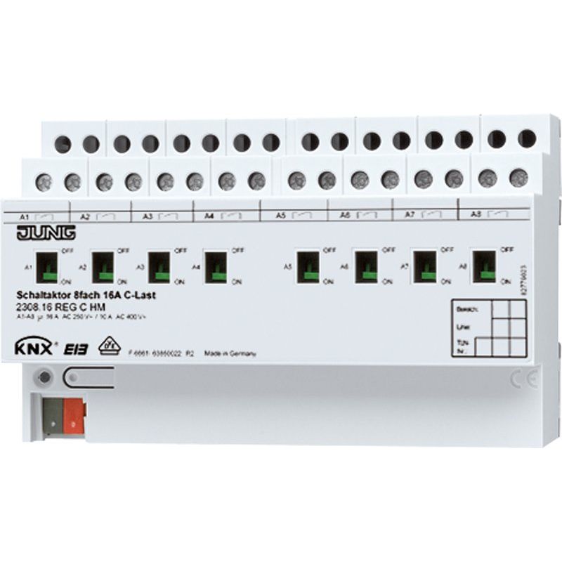 Jung - Bussystem-Schaltaktor KNX Schaltaktor 8-fach 2308.16 REGCHM C-Last