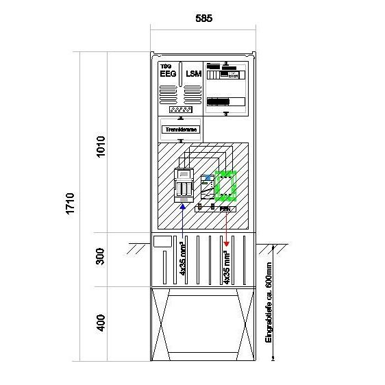 GSAB Elektrotechnik - Anschlussschrank Anschlußsäule bis 45kW 58S1700-AR01-45kW3 3pol.1710x580x280mm