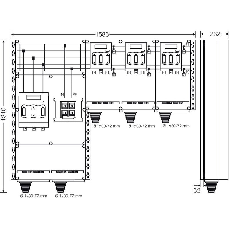 Hensel - Sicherungslasttrennschalter mit Gehäuse PV-Wechselrichter-Sammler Mi PV 7359 350kVA, 3-phasig
