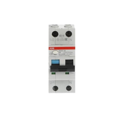 ABB Stotz S&J - Kombination FI-Schalter/Leitungsschutzschalter FI/LS-Schalter DS201MA-C6/0,03 10kA, 1p+N