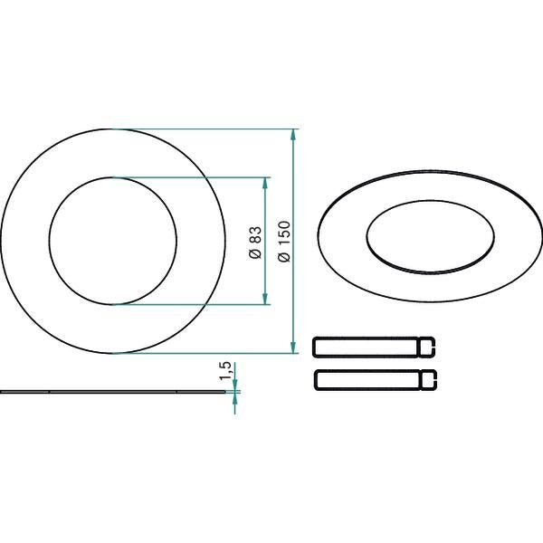 Brumberg Leuchten - Mechanisches Zubehör/Ersatzteile für Leuchten Reduzierring 81008080 Außen-Durchm. 150mm